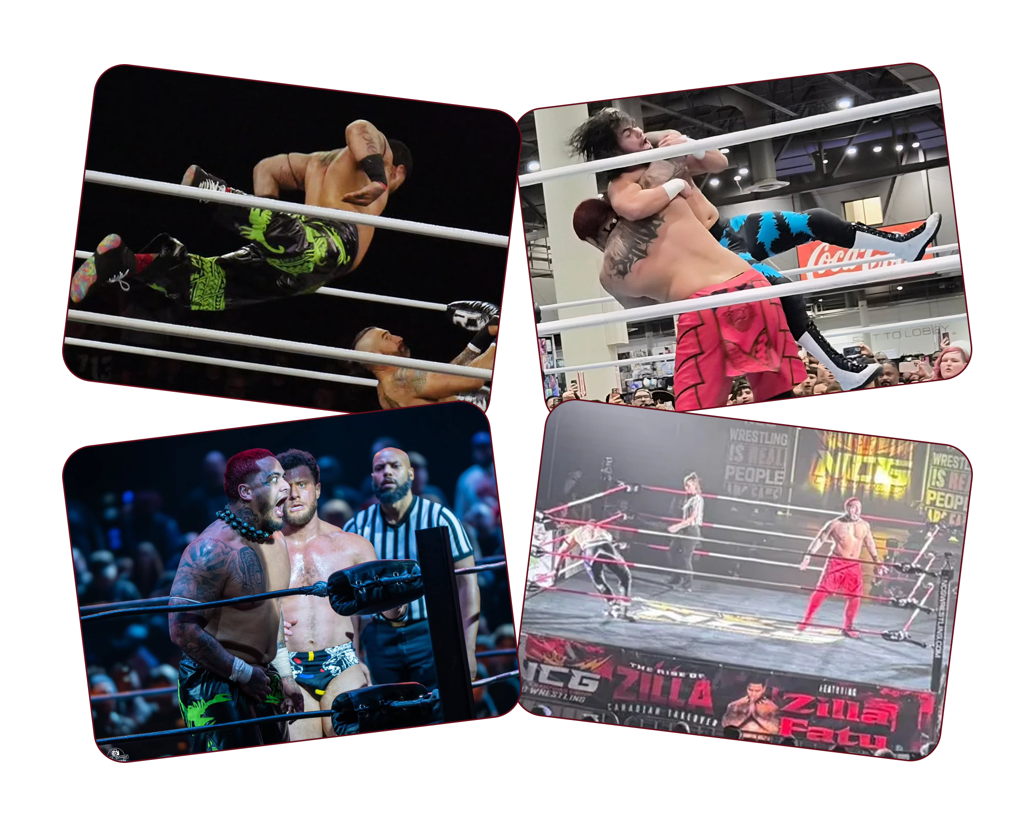 images of zilla wrestling at ROW, Animeverse, HOG, and NCG